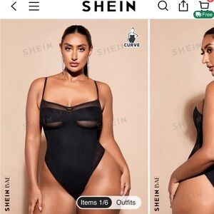 SHEIN BAE Women's Plus Size Mesh Splice Cami Bodysuit